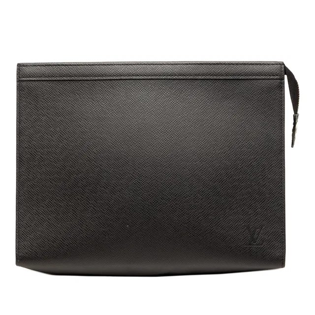 Black Louis Vuitton Taiga Pochette Voyage MM Clutch Bag in Black Leather from Designer Revival