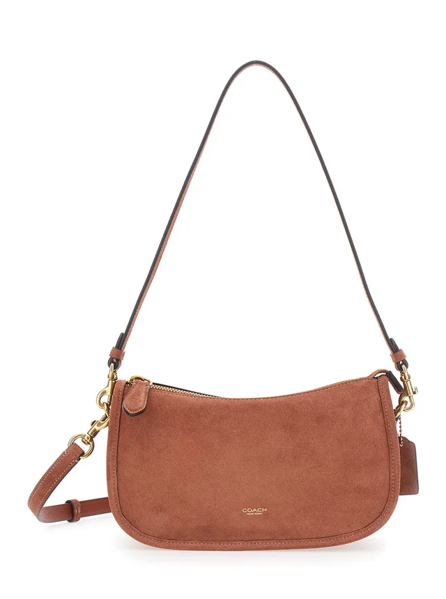 COACH 'Waverly' Brown Crossbody bag with embossed logo on the front in Suede for Women in Brown 100% Suede, photo 2 of 10 from Gaudenzi Boutique