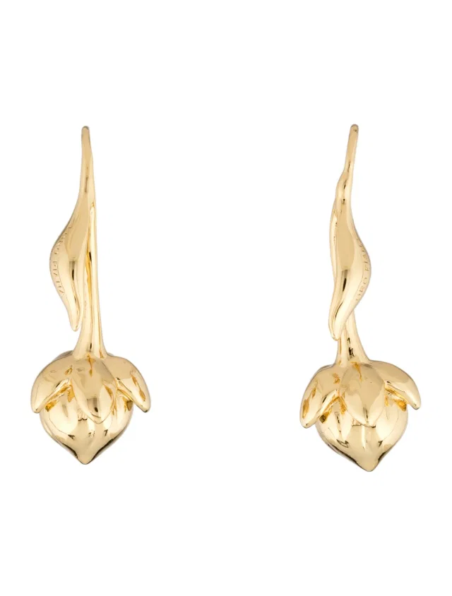 Loro Piana Linen Flower Bud Drop Earrings in multicolor from The RealReal
