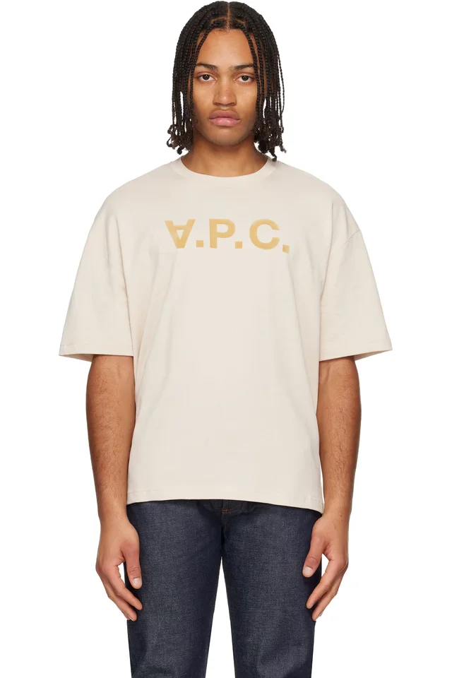A.P.C. Off-White Flocked T-shirt, image 1 of 1 from SSENSE