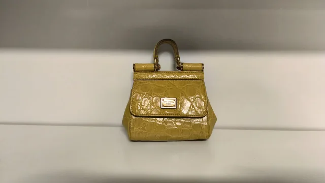 Dolce & Gabbana Leather Micro SICILY Bag Hand Belt Attachment in Yellow Crocodile from Luxury Promise