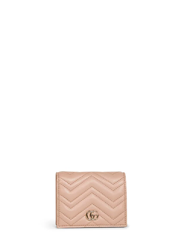 Gucci Gg Marmont Card Case Wallet — Pink Lambskin & Purses in Pink Lambskin from HEWI