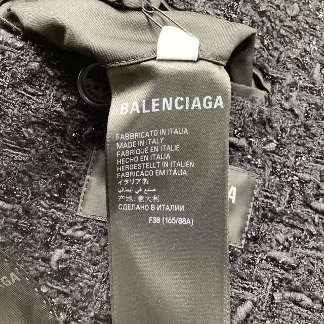 Balenciaga Hourglass Tweed Blazer in Black Cotton in black, photo 6 of 6 from ShopSimon