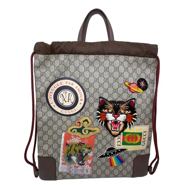 Gucci Courrier Drawstring GG Supreme Canvas Backpack Beige 473872 in Beige Canvas from Dallas Designer Handbags