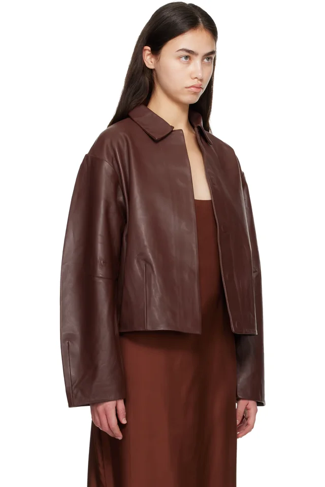 St. Agni Brown Cocoon Leather Jacket, photo 2 of 4 from SSENSE