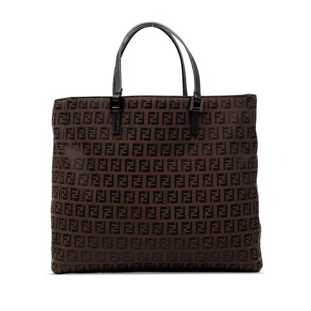 Brown Fendi Zucchino Canvas Tote in Brown Canvas from Designer Revival