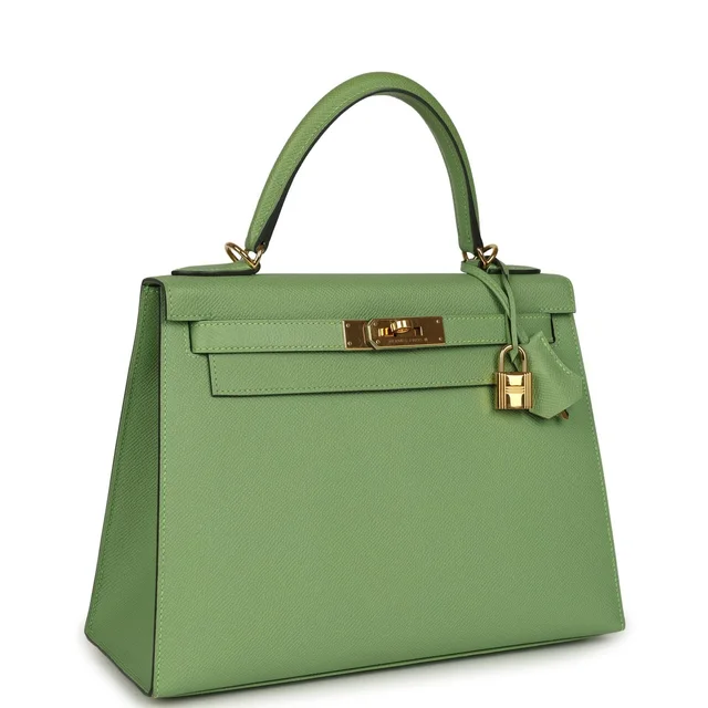 Hermès Kelly Sellier 28 Vert Criquet Epsom Gold Hardware in Green Epsom leather from Madison Avenue Couture, photo 2 of 2