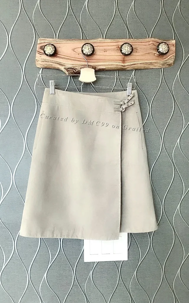 Loro Piana Wrap Leather Skirt, Women's (Size 42) in gray Leather from Grailed