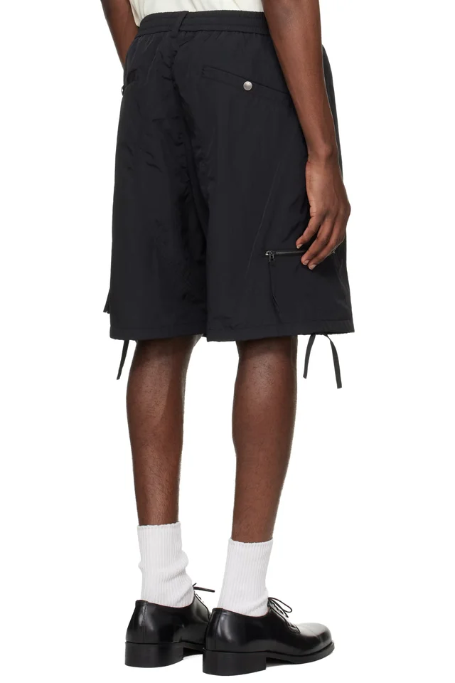 WOOYOUNGMI Black Zip Detail Utility Shorts, photo 3 of 4 from SSENSE