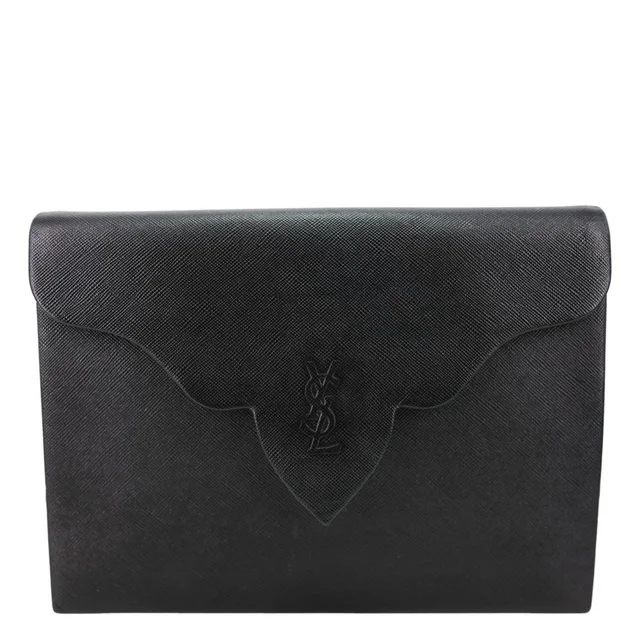 Saint Laurent Saffiano Leather Clutch Black in Black Saffiano leather from Dallas Designer Handbags