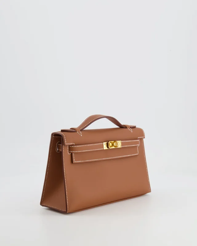 Hermès Mini Kelly Pochette Bag in Gold Swift leather from Sellier, photo 2 of 2