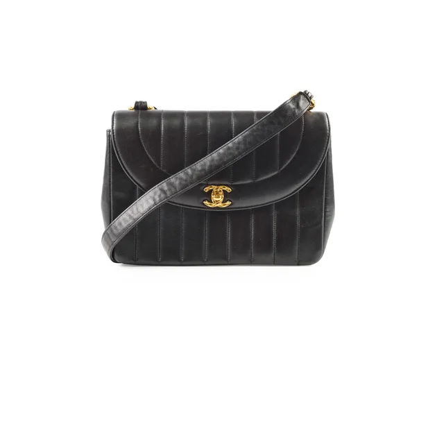 Chanel Vintage Vertical Diana Black - Series 2 in Black Lambskin from The Purse Affair