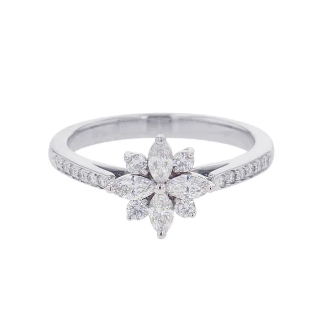 Tiffany & Co. Victoria Cluster Ring Size Approximately No. 10 Pt950 from GALLERY RARE