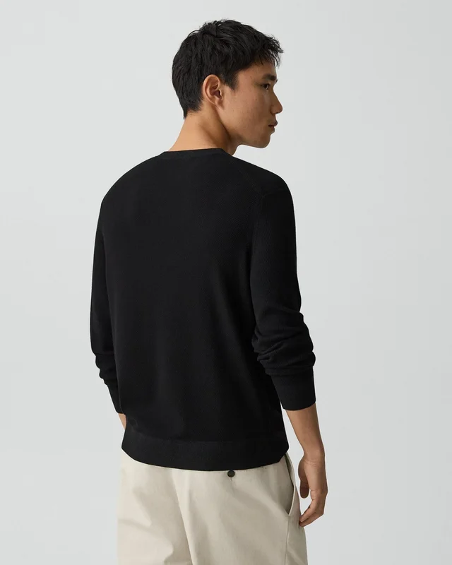 Theory Riland Crewneck Sweater in Light Bilen in BLACK, photo 3 of 14 from Theory
