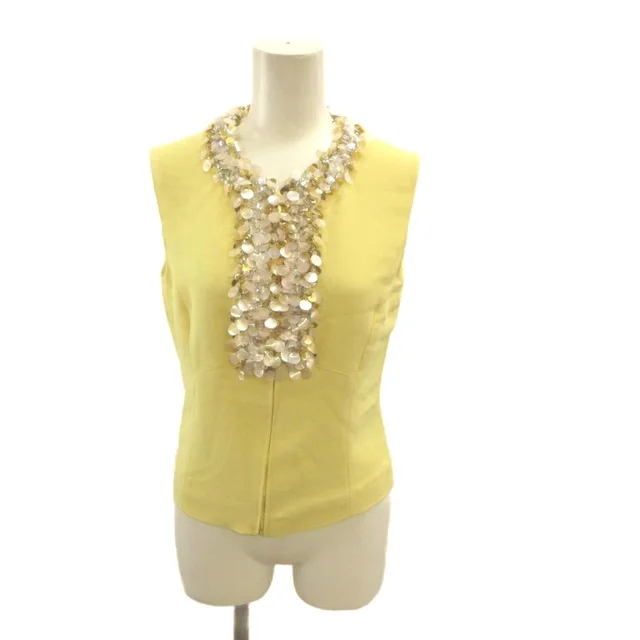 Miu Miu Sequin Top Yellow Sleeveless Zip-up Top 38 in Yellow from The Reluxe