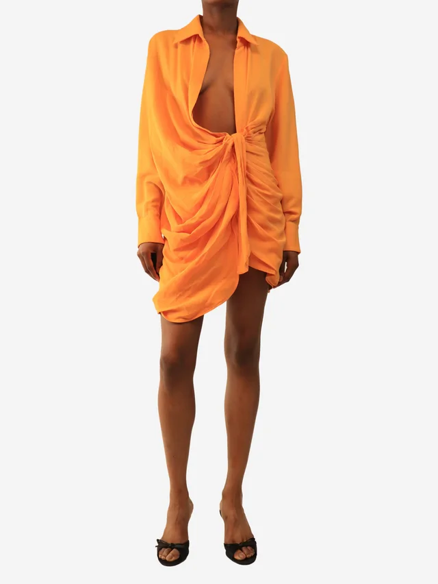 Jacquemus Orange mini wrap dress - size UK 6 in Orange from Sign of the Times