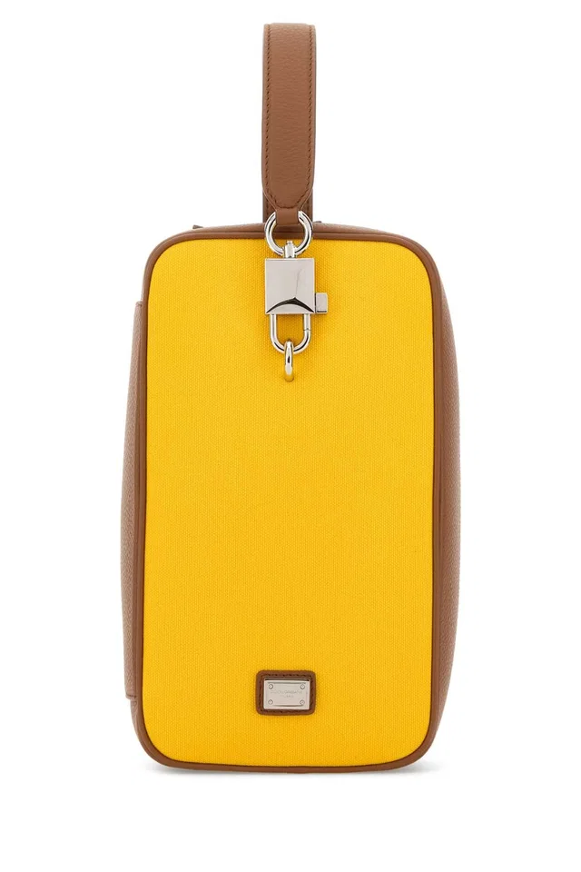 Dolce & Gabbana Two-Tone Leather And Canvas Top Handle Bag — Yellow in Yellow Canvas from HEWI
