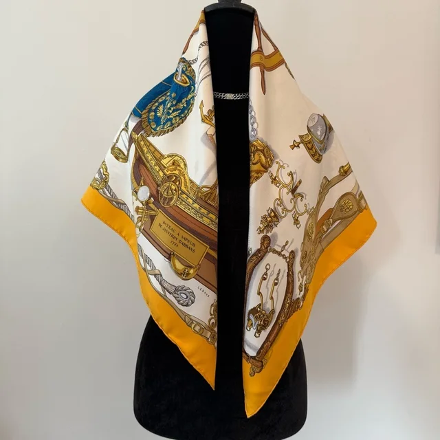 Hermès Herms Nautical Themed Silk Scarf in blue|gold Silk from Poshmark, photo 5 of 15