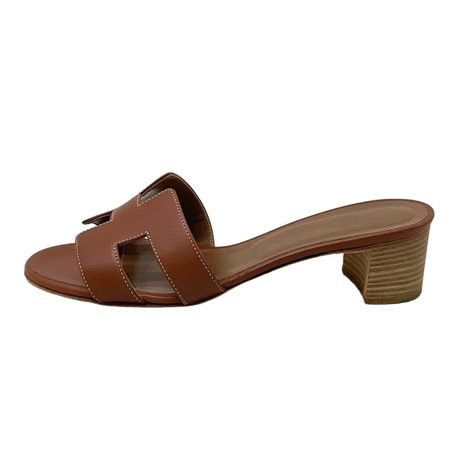 Hermès Mules Oasis Gold Leather in Gold Leather from The Reluxe