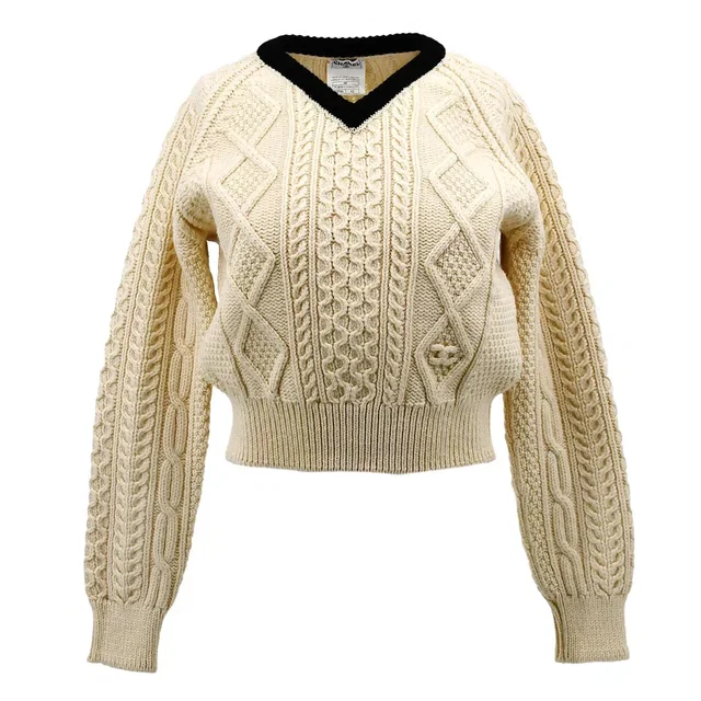 Chanel Sweater Ivory 96A #42 in White Wool from AMORE Vintage Tokyo