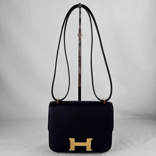 Hermès Mini Constance Mirror Black Bag in Black Epsom Leather, Metal from Reowned