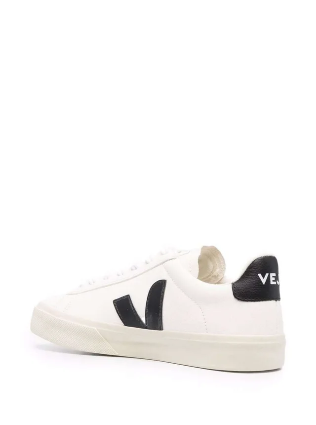 Veja Sneaker 'Campo' with Vegan Leather Logo in White and Black Unisex in White 100% Organic Traced Leather, photo 10 of 12 from Gaudenzi Boutique