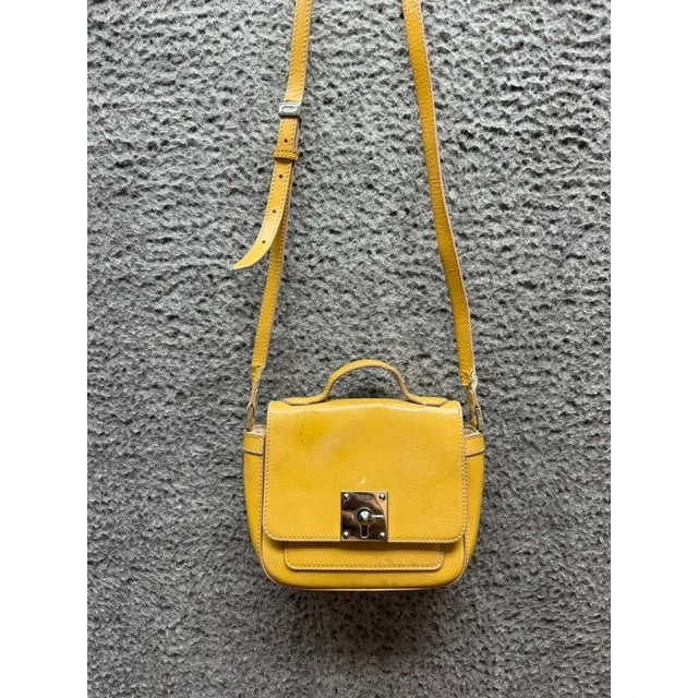 Fendi Vintage Women's Turn-Lock Flap Leather Crossbody Bag Yellow 8" X 6" in yellow Leather from Poshmark
