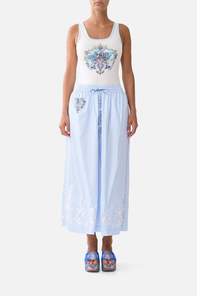 Camilla eBoutique JERSEY SCOOP NECK TANK TOP - WHITE/BLUE OTTOMAN OPULENCE from CAMILLA, photo 1 of 1