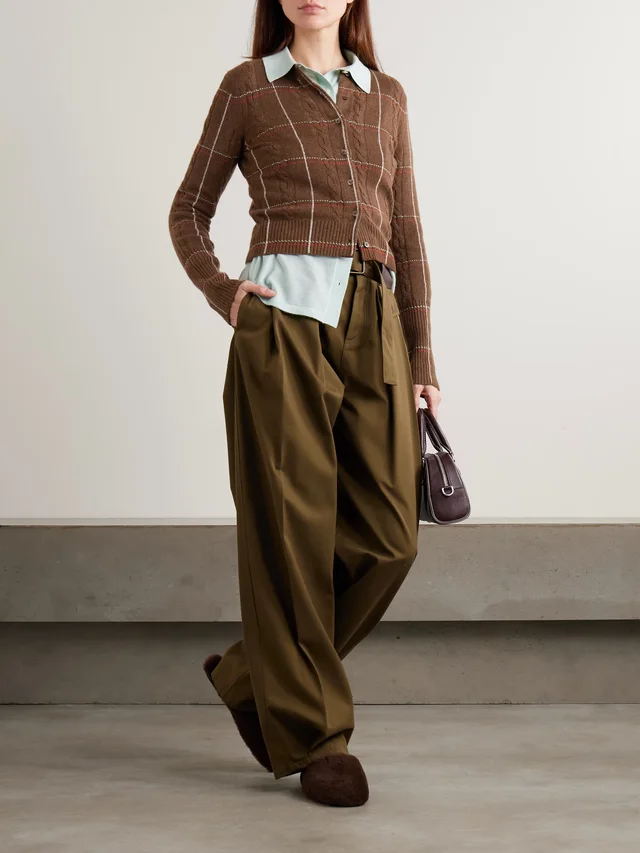 GUEST IN RESIDENCE Jane checked cable-knit cashmere cardigan in Brown, photo 2 of 2 from NET-A-PORTER (Canada)