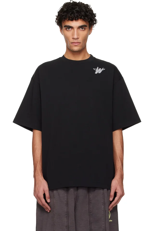 We11done Black 'WD' Logo T-shirt, image 1 of 1 from SSENSE