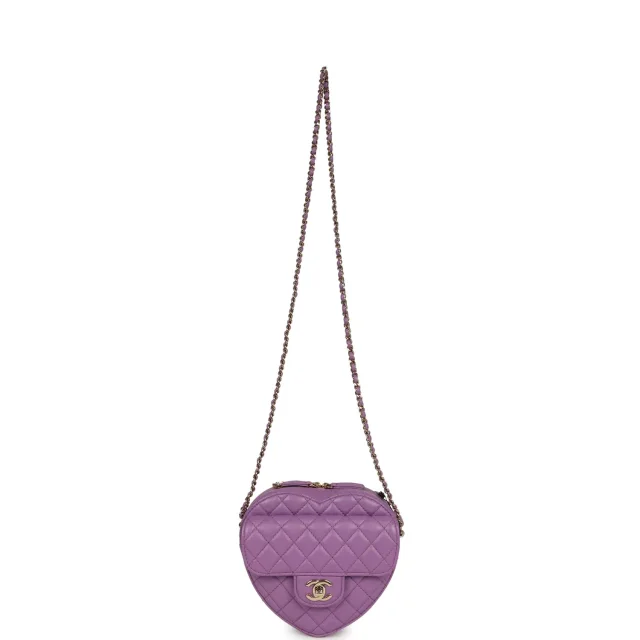 Chanel CC In Love Large Heart Bag in Purple Lambskin from Madison Avenue Couture, photo 6 of 9