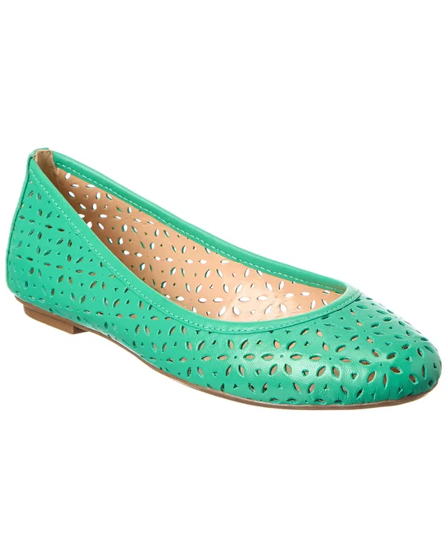 French Sole Leyla Laser Cut Leather Flat in https://asset2.ruecdn.com/images/sw/131119/1311190052_RLSW_green.jpg, image 1 of 1 from Gilt