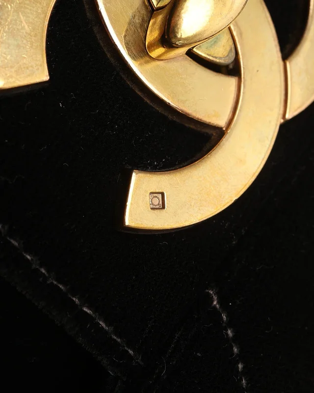 Chanel Classic Velvet Chevron Single XL Flap Bag in Velvet from A Retro Tale, photo 10 of 11