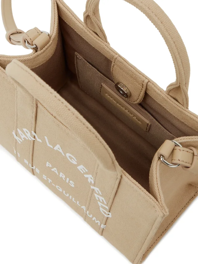 Karl Lagerfeld mini Rue St-Guillaume square tote bag in Neutrals, photo 5 of 5 from FARFETCH