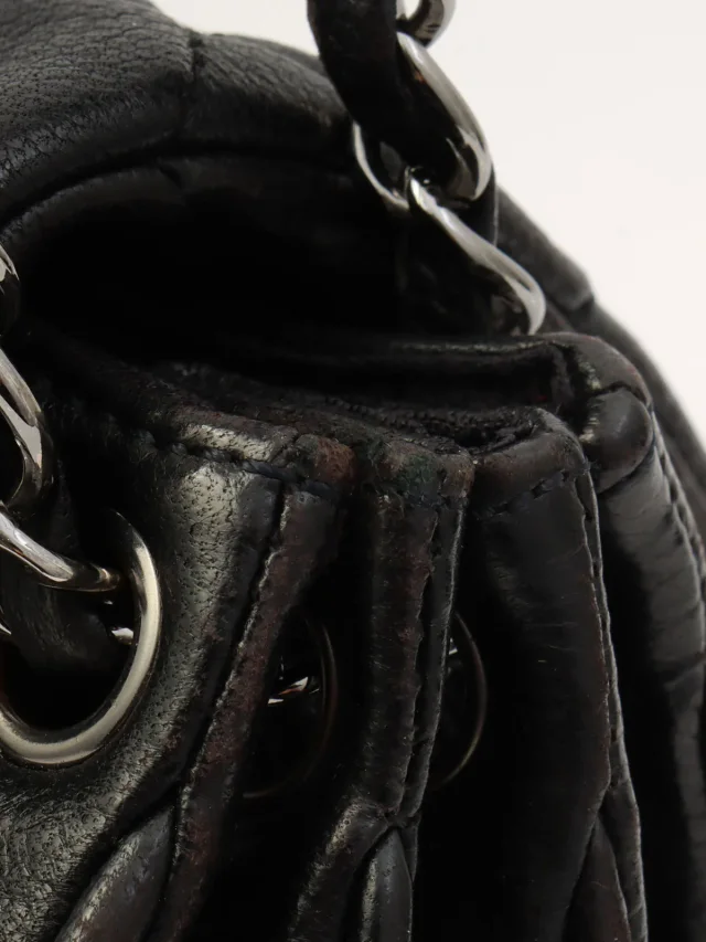 Chanel 2.55 Chain Shoulder Bag, Black, circa 2008 in Black Caviar leather from VINTAGE QOO TOKYO, photo 13 of 17