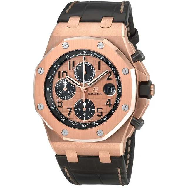 Audemars Piguet Royal Oak Offshore Chronograph Champagne Dial Mens Watch 26470OR.OO.A002CR.01 in neutral|blue|white|pink|gold|black Crocodile from Jomashop.com