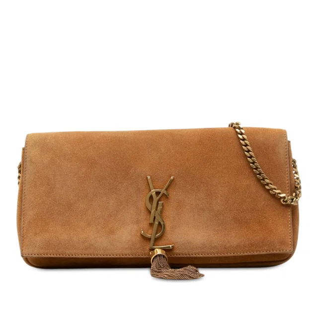 Brown Saint Laurent Suede Monogram Kate 99 Tassel Bag Satchel in Brown Suede from Designer Revival
