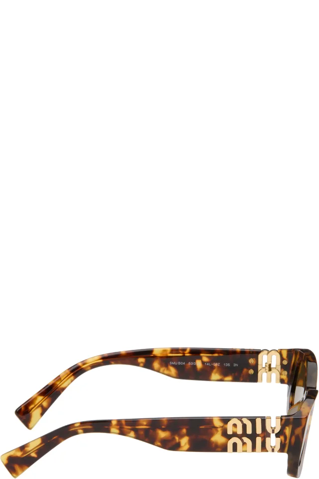 Miu Miu Eyewear Brown Rectangle Sunglasses, photo 2 of 4 from SSENSE