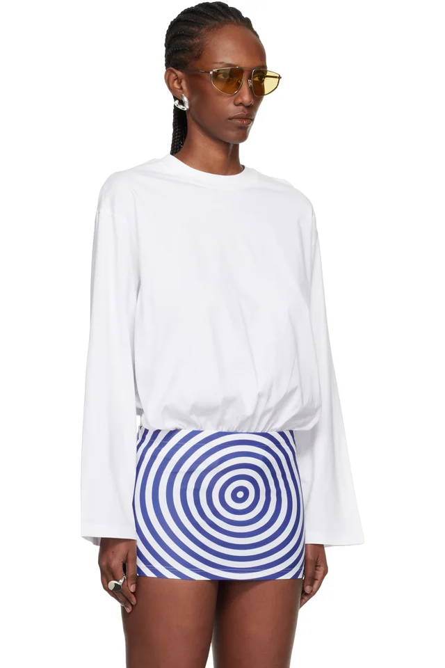 Jean Paul Gaultier White Mix Jersey Long Sleeves Bodysuit, photo 2 of 5 from SSENSE