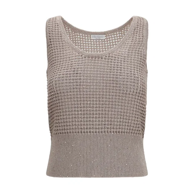 Brunello Cucinelli Beige Cotton Tank Tops in Beige from HEWI