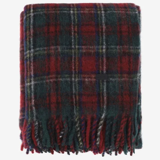 Saint Laurent Wool Blend Check Scarf — Red Alpaca Scarfs in Red Wool from HEWI