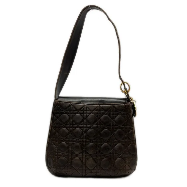 Dior Shoulder Bag Cannage Stitch Dark Brown Leather in Brown Leather from The Reluxe