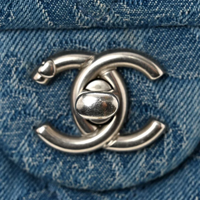Chanel Quilted Mini Camellia Sweetheart Flap Blue in Blue Denim from FASHIONPHILE, photo 11 of 12