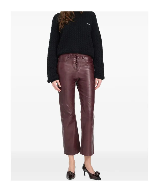 ROTATE flared leather Capri pants mahogany, photo 5 of 8 from SENSER