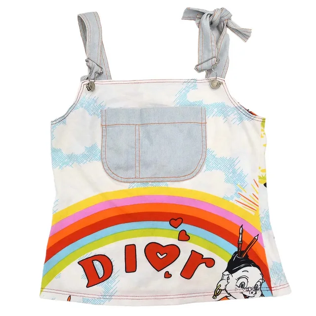 Dior 2002 Cartoon Graphic Sleeveless Top White #38 in White from AMORE Vintage Tokyo