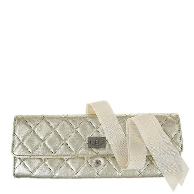 Chanel 2016-2017 Metallic Gold Lambskin Mademoiselle Lock Jewelry Case Clutch Bag in Gold Lambskin from AMORE Vintage Tokyo