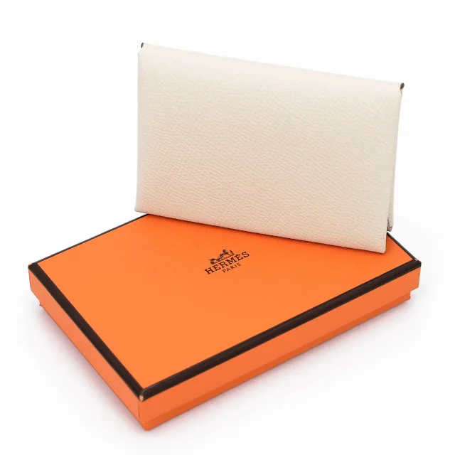 Hermès Calvi Duo card holder Craie (10) in White Epsom leather from Ginza Xiaoma, photo 3 of 4