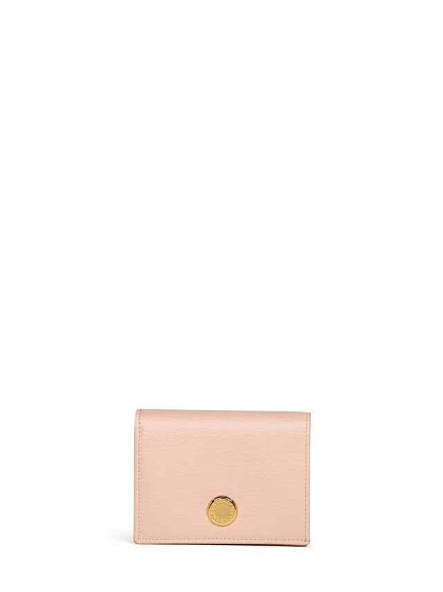 Stella McCartney Bi-Fold Logo Embossed Wallet — Pink Polyamide & Purses in Pink Leather from HEWI