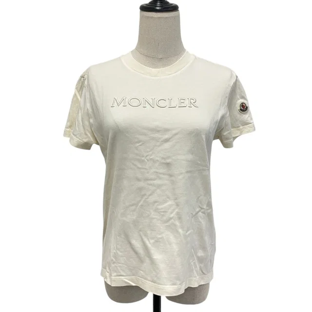 Moncler Maglia Mamica Corta Logo Short Sleeve T-Shirt Ivory Spring Summer XS in White from The Reluxe