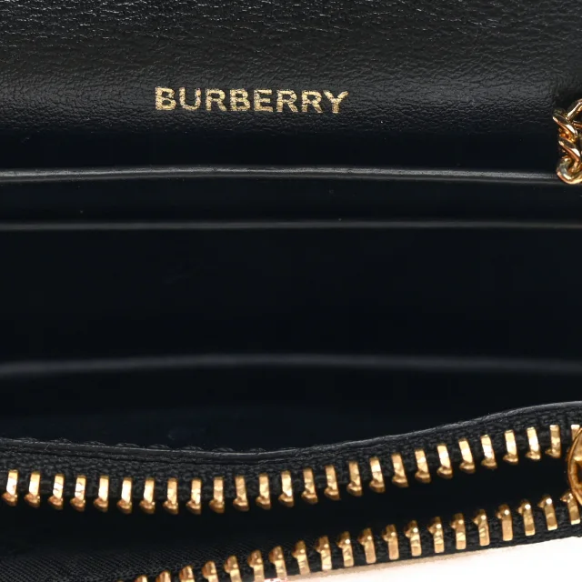 Burberry Grainy Calfskin Vintage Check Jade Card Case On Chain Black in Black Calfskin from FASHIONPHILE, photo 6 of 10